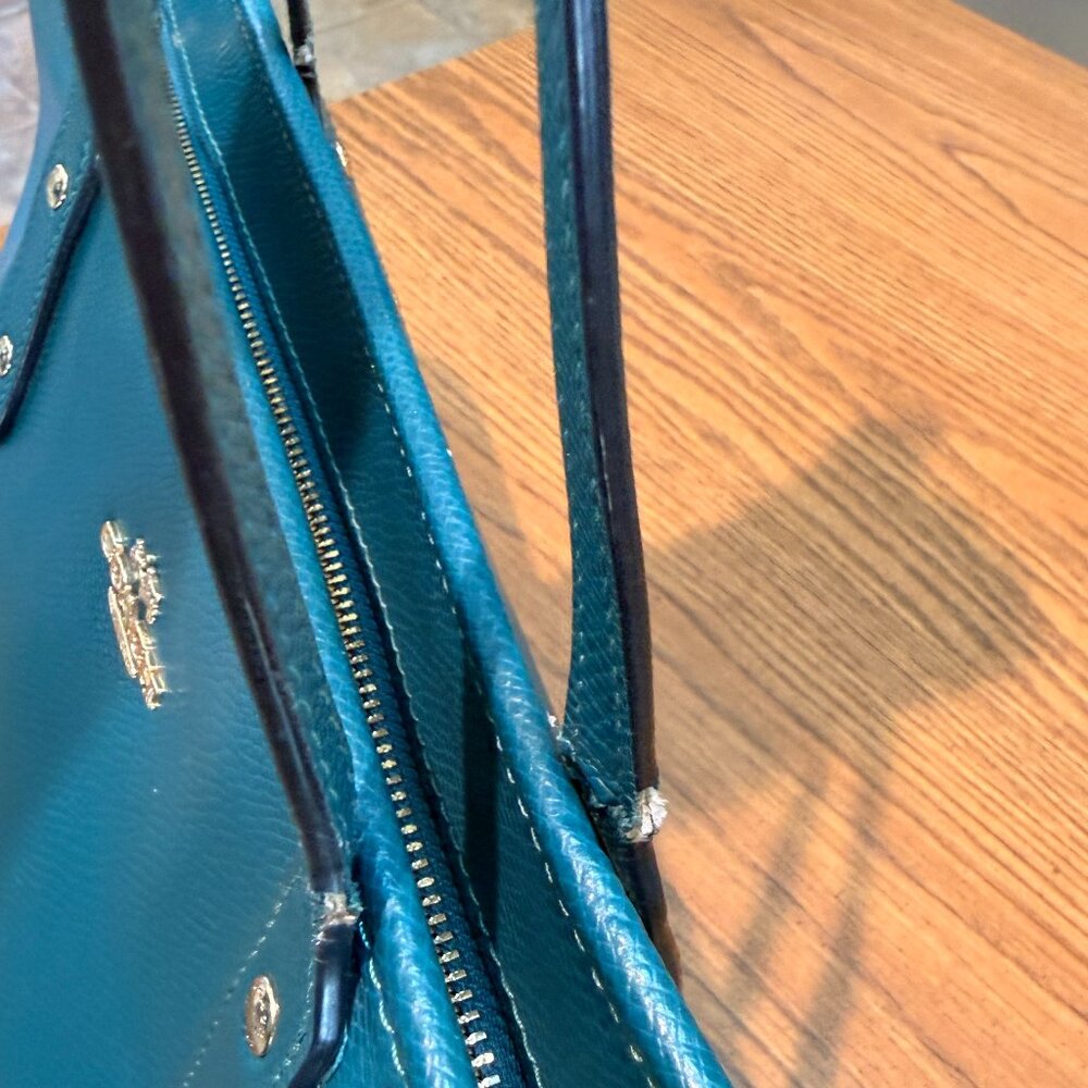 Coach Teal Pebbled Leather City Tote Shoulder Bag - Perfect Work Bag 🏙️ - Picture 6 of 13